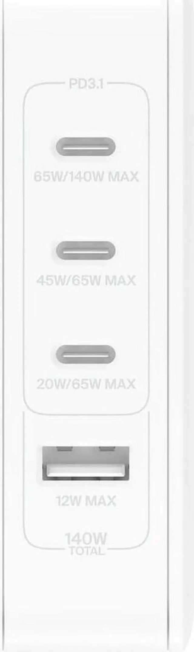 Alt view image 3 of 6 - Belkin 140W 4-Port GaN Wall Charger, White