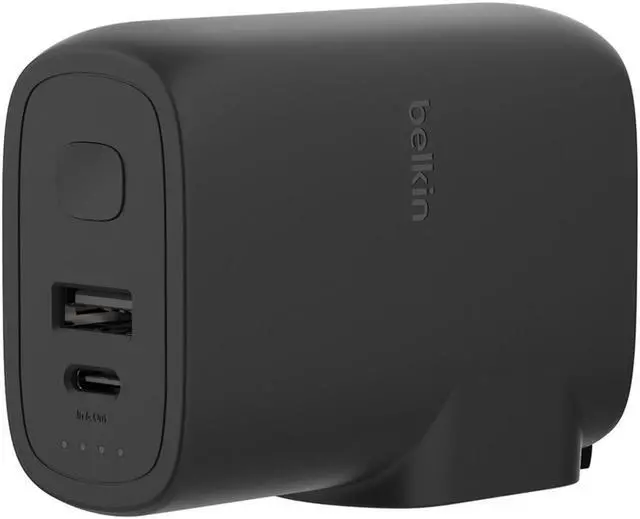 Alt view image 3 of 5 - Belkin BoostCharge Hybrid 25W Wall Charger & 4800mAh Power Bank (Black)