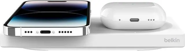 Alt view image 6 of 6 - Belkin BoostCharge Pro 2-in-1 20W Wireless Charging Pad (White)