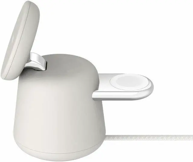 Alt view image 4 of 5 - Belkin 2-in-1 Wireless Charging Dock with MagSafe 15W, Sand