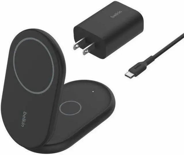 Alt view image 4 of 4 - Belkin 2-in-1 Magnetic Foldable Wireless Charger with Qi2 15W, Black