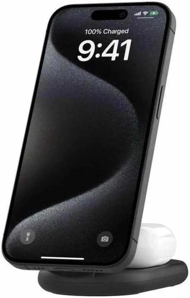 Alt view image 2 of 4 - Belkin 2-in-1 Magnetic Foldable Wireless Charger with Qi2 15W, Black