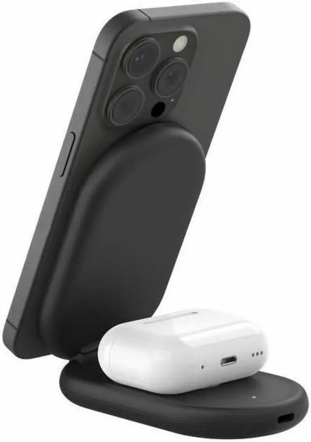 Alt view image 3 of 4 - Belkin 2-in-1 Magnetic Foldable Wireless Charger with Qi2 15W, Black