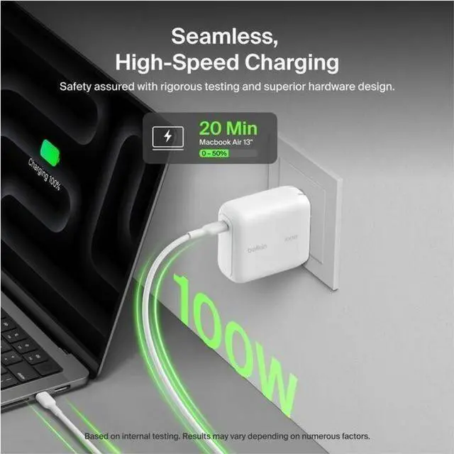 Alt view image 4 of 5 - Belkin BoostCharge 100W AC Adapter - 100 W - 5 ft Cable - WCH025dq1.5WHB6