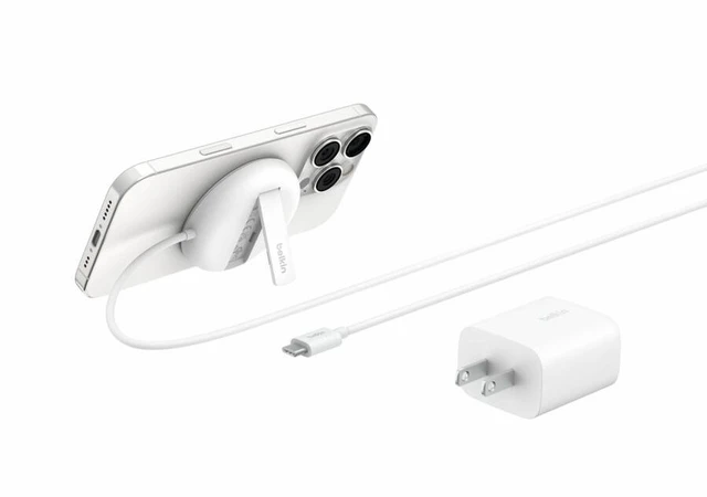Main image of Belkin 15W Wireless Magnetic Charging Pad w/ Qi2 for iPhones & Airpods - Fast Charge - Portable Charger - White - WIA011ttWH