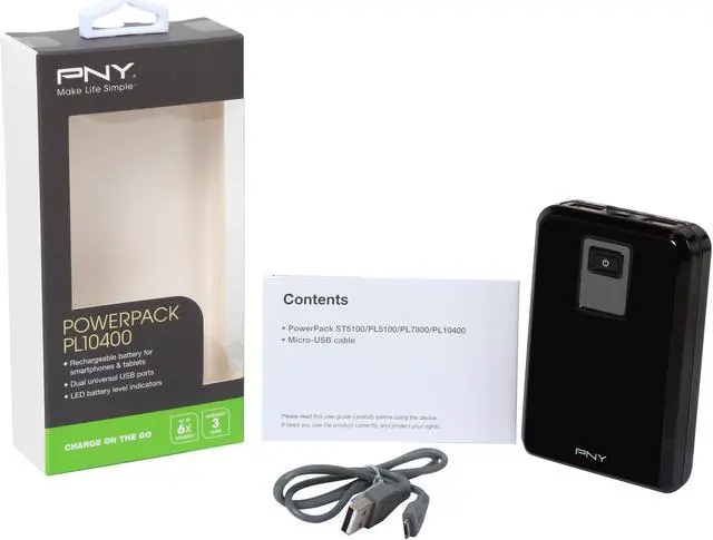 Alt view image 7 of 7 - PNY P-B-10400-12-K01-RB PowerPack 10400 mAh 1/2.4 Amp Rechargeable Battery with LEDs for iPhone/iPad, Samsung, Nexus, HTC One, LG, BlackBerry, and other Smartphones and Tablets