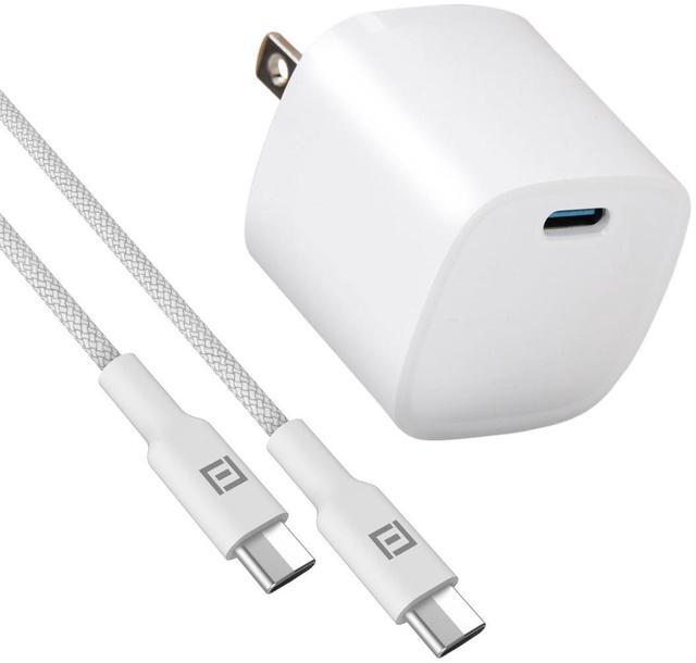 Main image of PureGear 30W Single Port USB-C Wall Charger with 4 foot USB-C to USB-C Braided Cable, White | 65183FF