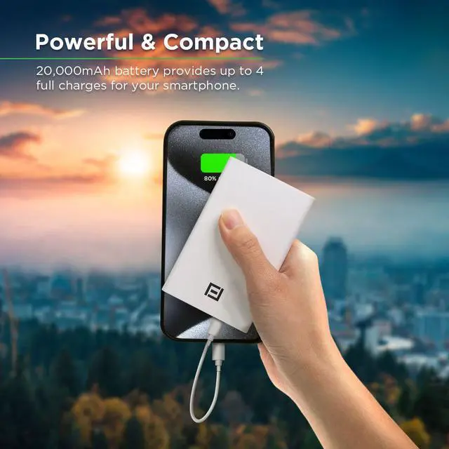 Alt view image 2 of 5 - PureGear 20K mAh Portable Battery with USB-C and USB-A Ports, includes Digital Display, White | 65188FF
