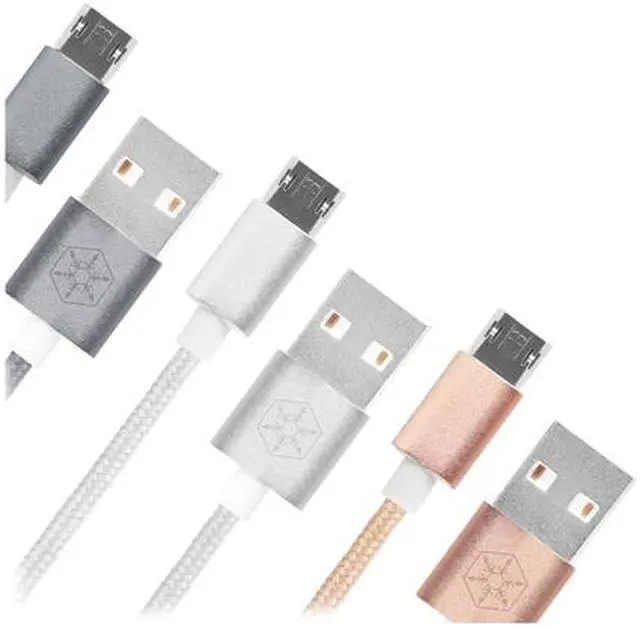 Alt view image 6 of 6 - SilverStone Technology Micro USB Cable for Most Smartphones / LG / Samsung / Reversible USB-A / Reversible Micro USB-B / 1000MM - Charcoal Gray - CPU01C