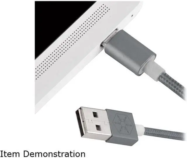 Alt view image 5 of 6 - SilverStone Technology Micro USB Cable for Most Smartphones / LG / Samsung / Reversible USB-A / Reversible Micro USB-B / 1000MM - Charcoal Gray - CPU01C