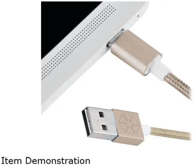 Alt view image 5 of 6 - SilverStone Technology Micro USB Cable for Most Smartphones / LG / Samsung / Reversible USB-A / Reversible Micro USB-B / 1000MM - Gold - CPU01G
