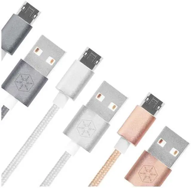 Alt view image 6 of 6 - SilverStone Technology Micro USB Cable for Most Smartphones / LG / Samsung / Reversible USB-A / Reversible Micro USB-B / 1000MM - Silver - CPU01S