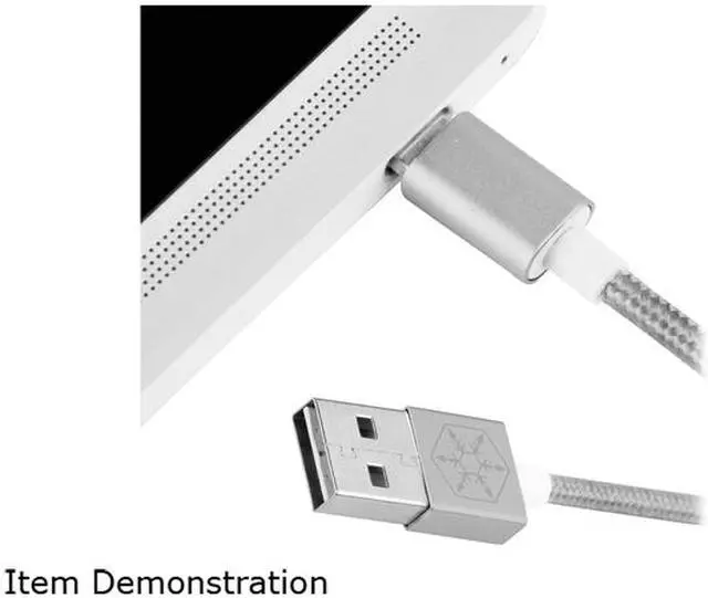 Alt view image 5 of 6 - SilverStone Technology Micro USB Cable for Most Smartphones / LG / Samsung / Reversible USB-A / Reversible Micro USB-B / 1000MM - Silver - CPU01S