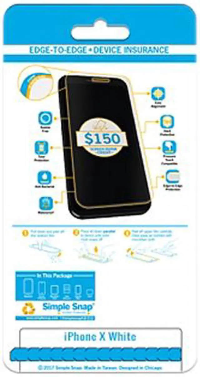 Alt view image 2 of 2 - Simple Snap White Edge-to-edge + Device Protection Screen Protector for iPhone X SS0058