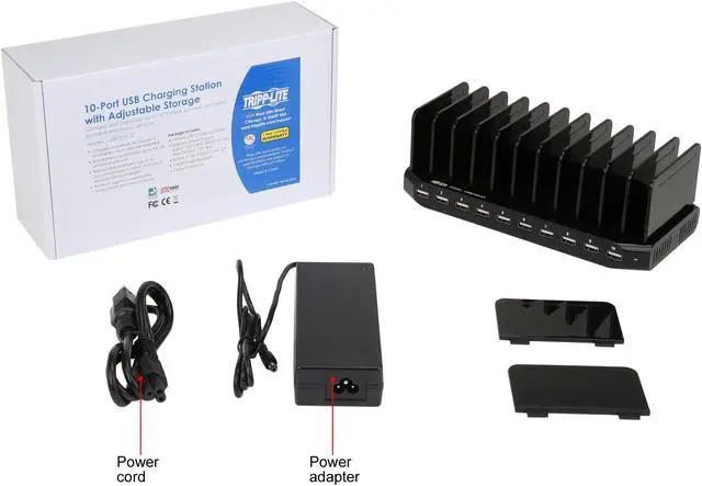 Alt view image 7 of 7 - Tripp Lite 10-Port USB Charging Station with Adjustable Storage - 12V 8A / 96W USB Charger Output (U280-010-ST)