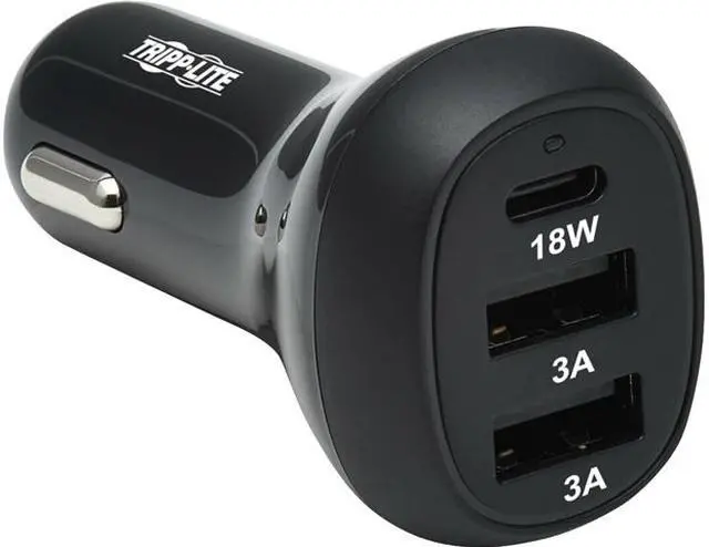 Main image of Tripp Lite U280-C03-36W-1B Black 3-Port USB Car Charger, 36W Max - USB-C PD 3.0 Up to 18W, 2 USB-A QC 3.0 Up to 36W