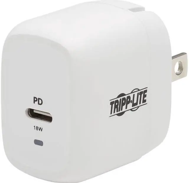Main image of Compact USB-C Wall Charger - 18W PD Charging, GaN Technology, USB-C to Lightning Cable, White