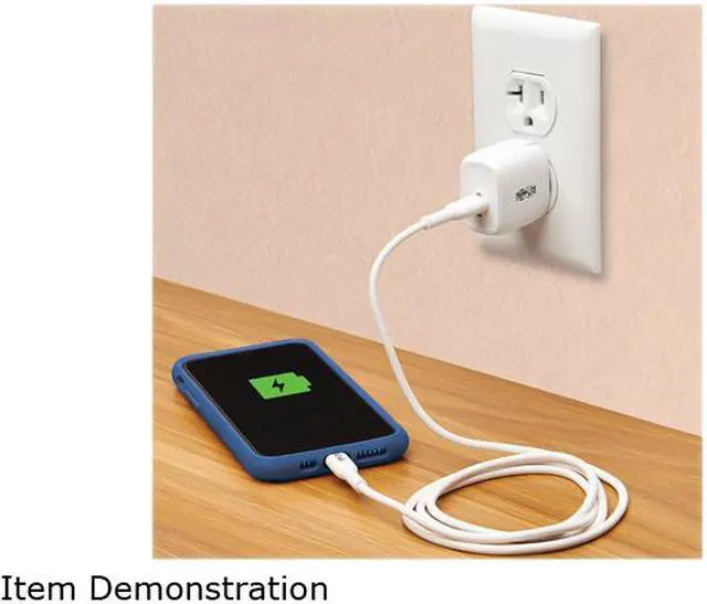 Alt view image 7 of 7 - Compact USB-C Wall Charger - 18W PD Charging, GaN Technology, USB-C to Lightning Cable, White