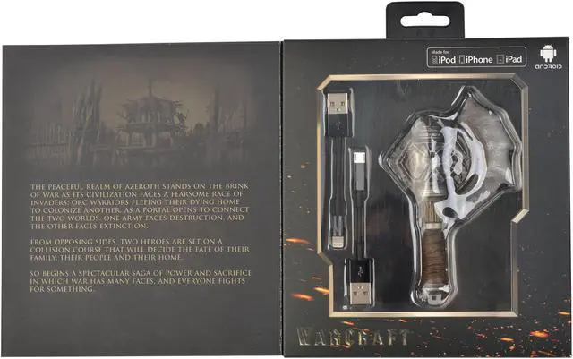 Alt view image 5 of 6 - Swordfish SFW-CC100DA Warcraft Movie Collection Durotan's Axe Charging Cord - Micro USB for Android and Lightning for IOS