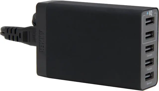 Main image of Anker 25W 5-Port Desktop USB Charger with PowerIQ Technology for iPhone 5s 5c 5; iPad Air mini; Galaxy S5 S4; Note 3 2; Tab; Nexus and USB-Charged devices
