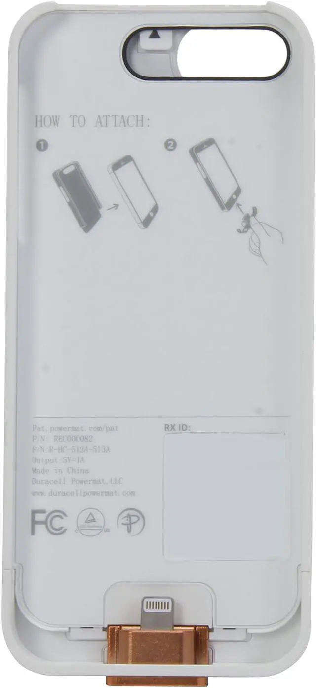 Alt view image 4 of 7 - Duracell Powermat White Wireless Charging Case and Backup Battery for iPhone 5 PRCA5W1