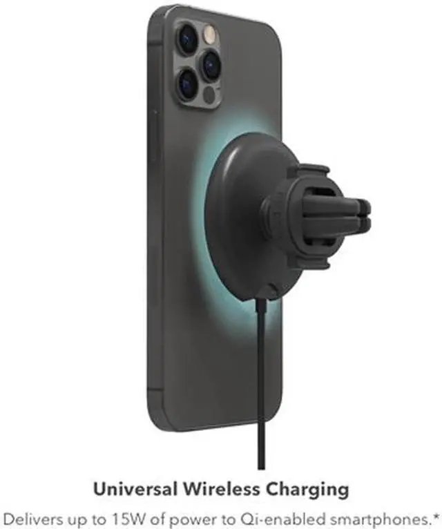 Alt view image 2 of 3 - Mophie 401307635 Snap+ Wireless Vent Mount Black Magnetic, Universal Wireless Charging Car Mount Compatible With Snap and Magsafe
