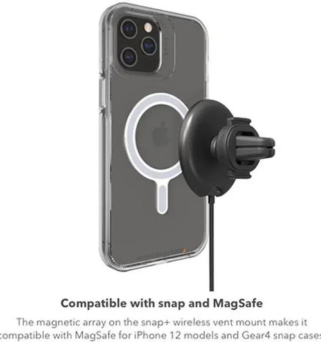 Alt view image 3 of 3 - Mophie 401307635 Snap+ Wireless Vent Mount Black Magnetic, Universal Wireless Charging Car Mount Compatible With Snap and Magsafe