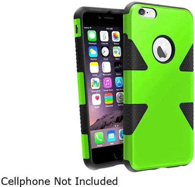 Alt view image 2 of 3 - Insten Neon Green / Black Silicone PC Slim Hybrid Case Cover + Privacy Screen Protector for Apple iPhone 6 Plus 5.5" 1985210