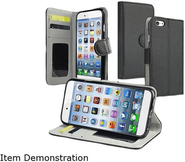 Alt view image 5 of 5 - Insten Black Folio Stand Wallet Leather Case w/ Card Slot for Apple iPhone 6 (4.7-inch) 1923781