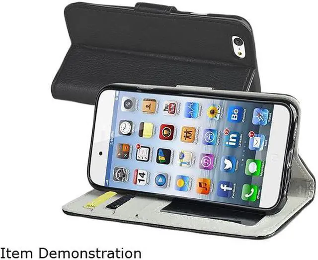 Alt view image 4 of 5 - Insten Black Folio Stand Wallet Leather Case w/ Card Slot for Apple iPhone 6 (4.7-inch) 1923781