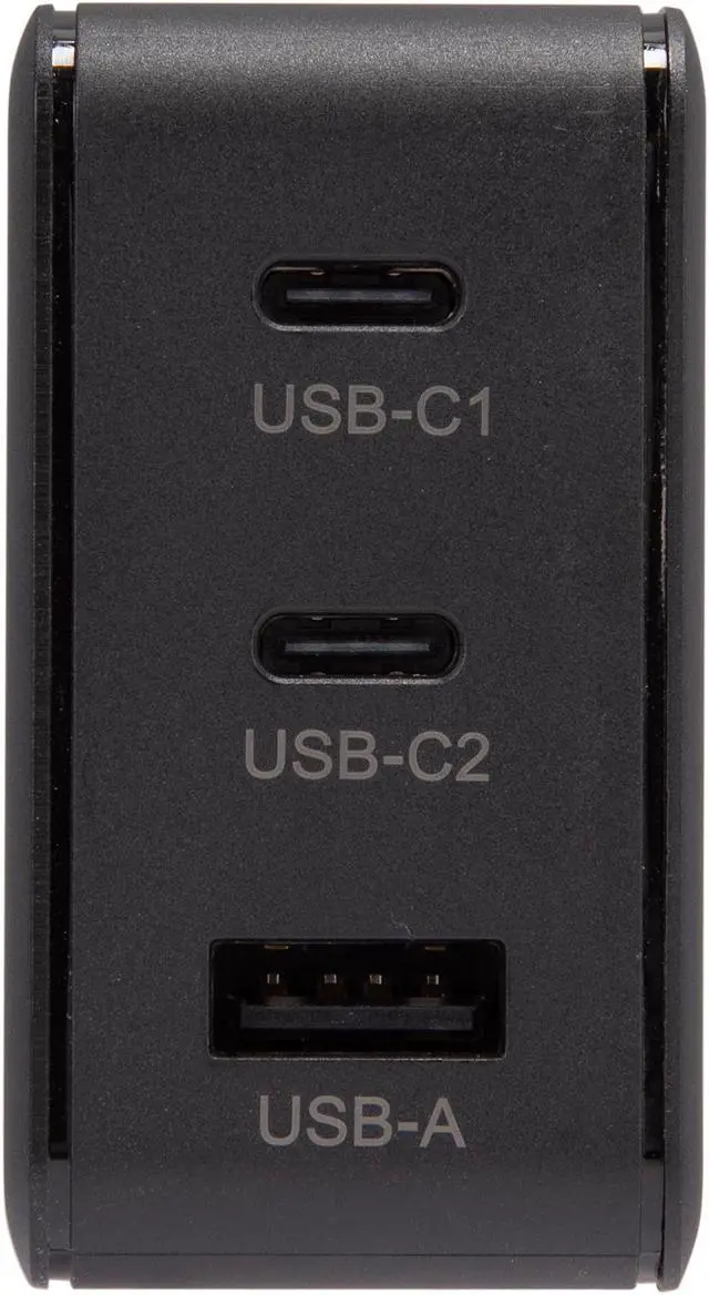 Alt view image 2 of 5 - Rosewill 63W Three-Port GaN Wall Charger with 2 USB-C Ports and 1 USB-A Port, Up to 60W Single Port Output, QC 3.0 Quick Charge for Laptops, Tablets and Phones, Black - (RBWC-20003)