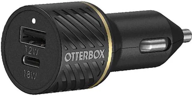 Main image of OtterBox 78-52545 Black Shimmer USB-C and USB-A Fast Charge Dual Port Car Charger, 30W