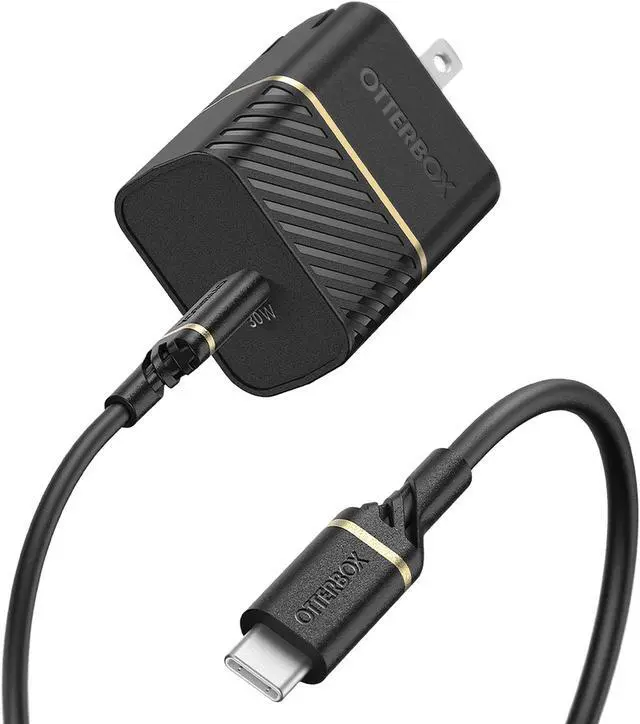 Main image of OtterBox Fast Charge, USB-C to USB-C cable and Wall Charger, 30W, Black