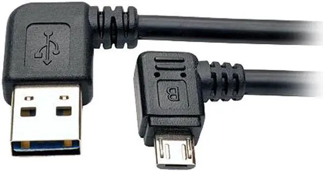 Main image of Tripp Lite UR05C-003-RARB Black Dedicated Reversible USB Charging Cable (Left / Right Angle Reversible A to Right Angle 5-Pin Micro B), 3-ft.