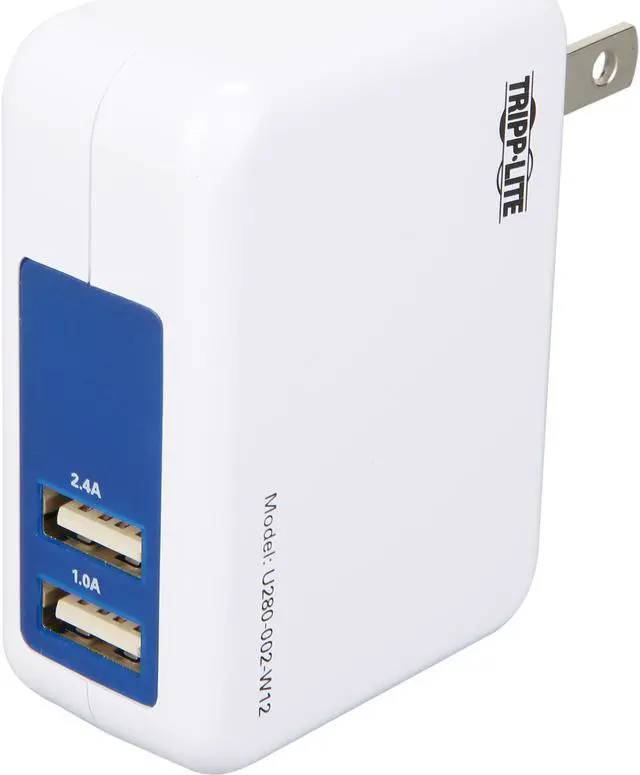 Main image of Tripp Lite U280-002-W12 Blue / White 2-Port USB Wall/Travel Charger, 5V, 1.0/2.4A