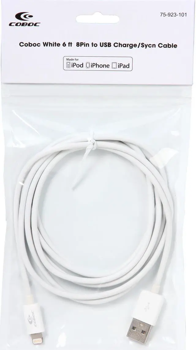 Alt view image 3 of 3 - Coboc iSyncLT8-6-WH MFi Certified, Apple approved, White 6ft 8-Pin Lightning Connector to USB Cable compatible with the newest iOS 8.1 and beyond - Charge and Sync Cable