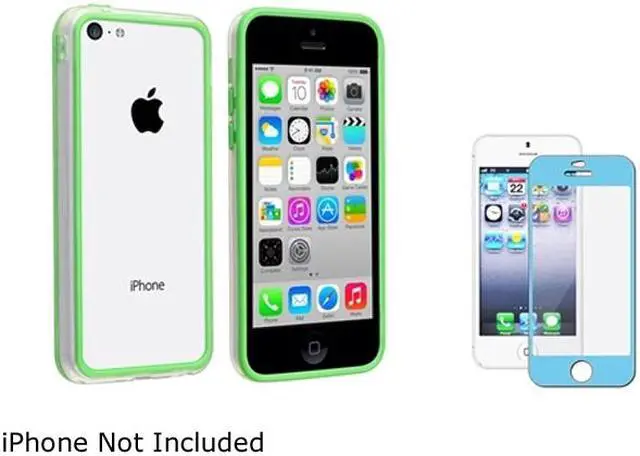 Main image of Insten Clear/Green TPU Rubber Bumper with Blue Color Frame Screen Protector Compatible with Apple iPhone 5C 1475719