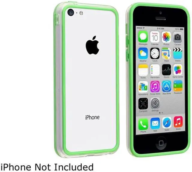 Alt view image 3 of 3 - Insten Clear/Green TPU Rubber Bumper with Blue Color Frame Screen Protector Compatible with Apple iPhone 5C 1475719
