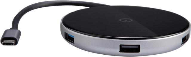 Alt view image 3 of 5 - Rosewill 60W Five-Port Wireless Charger and Data Transfer USB Hub with 1 USB-C Port, 3 USB-A Ports and 1 HDMI Port with 4K Ultra HD, USB-C Power Delivery, Qi-Certified, Black - (RBWH-20016)