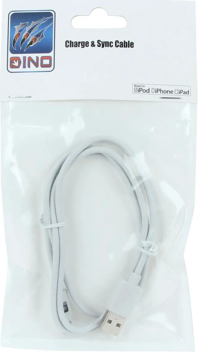 Alt view image 3 of 3 - Dino White 3 ft. MFi Certified, Apple approved, 8-pin Lightning Connector to USB Cable compatible with the newest iOS 7.1 and beyond - Charge and Sync Cable