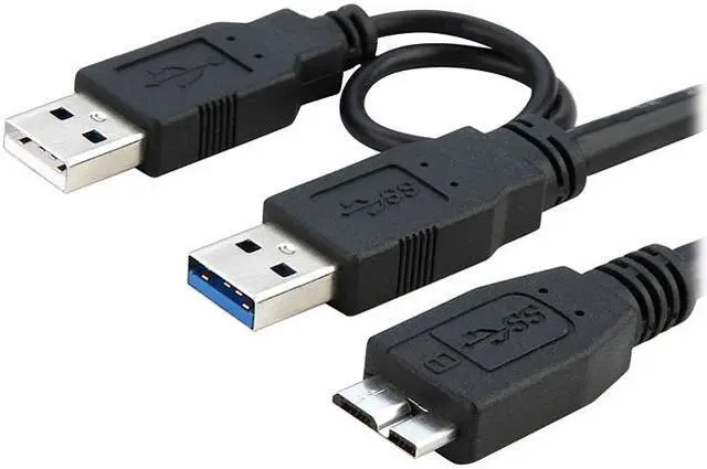 Main image of Insten 1830388 Black A to Micro-B USB 3.0 Y Cable