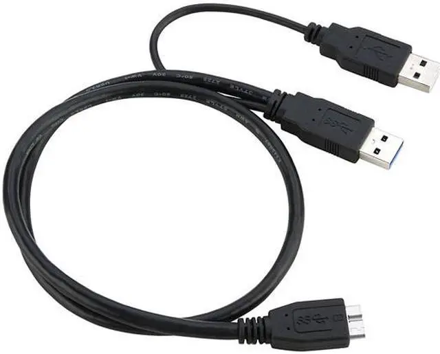 Alt view image 3 of 3 - Insten 1830388 Black A to Micro-B USB 3.0 Y Cable