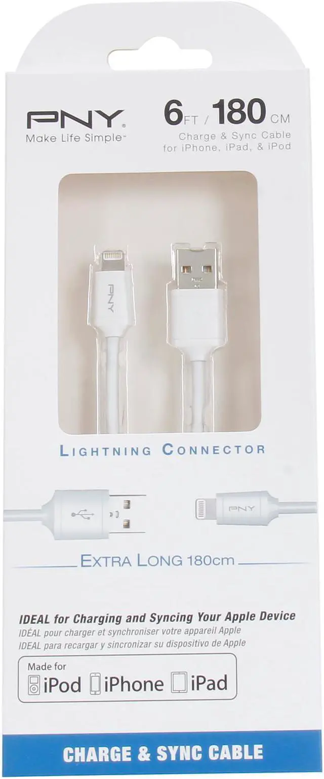Alt view image 3 of 3 - PNY C-UA-LN-W01-06 White 6 ft. Apple Lightning Charge & Sync Cable