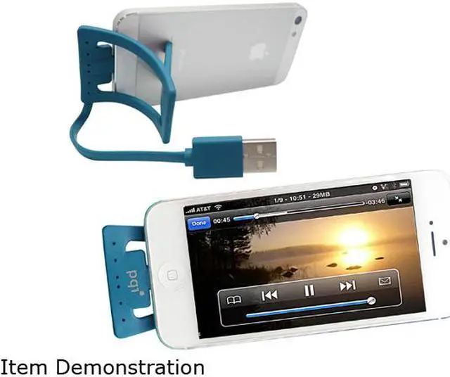 Alt view image 2 of 2 - PQI 6PCJ-008R0001A Blue i-Cable Stand Apple Certified MFI iPhone Stand with Lightning Connector
