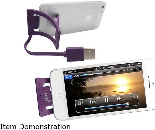 Alt view image 2 of 2 - PQI 6PCJ-008R0003A Purple i-Cable Stand Apple Certified MFI iPhone Stand with Lightning Connector