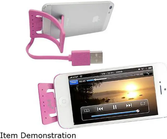 Alt view image 2 of 2 - PQI 6PCJ-008R0004A Pink i-Cable Stand Apple Certified MFI iPhone Stand with Lightning Connector
