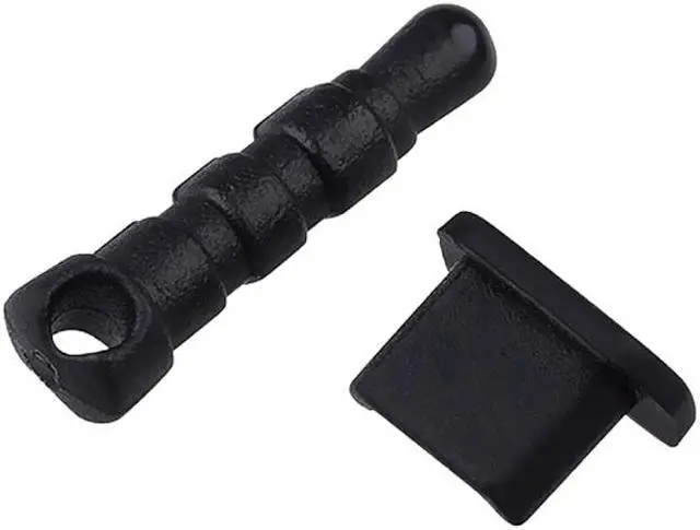 Alt view image 4 of 4 - Insten 2-piece 3.5mm & Micro USB Plug Cap Compatible with Blackberry Z10, Black