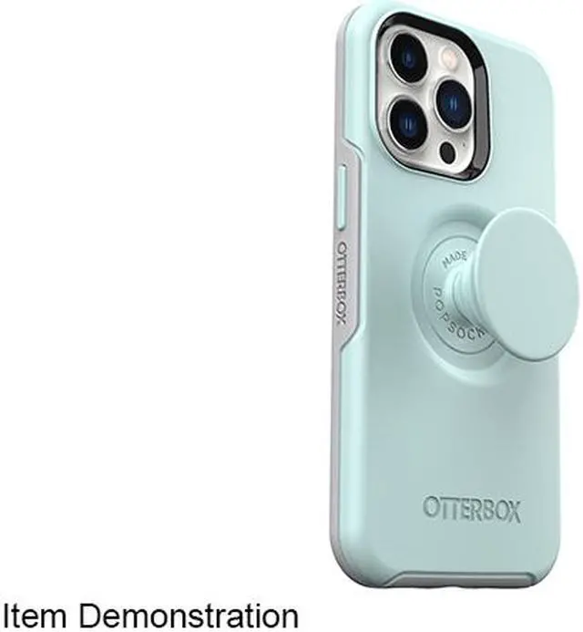 Alt view image 2 of 4 - OtterBox Otter + Pop Symmetry Series Antimicrobial Tranquil Waters (Light Teal / Grey) iPhone 13 Pro Case 77-83545