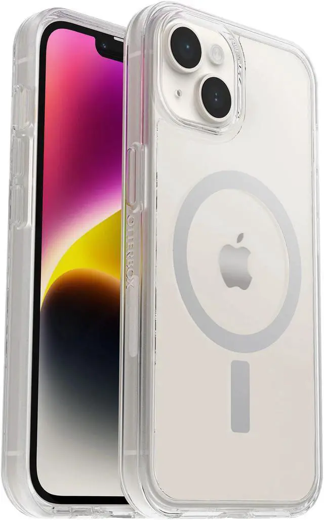 Main image of OtterBox Symmetry Series+ Clear Antimicrobial Clear iPhone 14 Case for MagSafe 77-89208