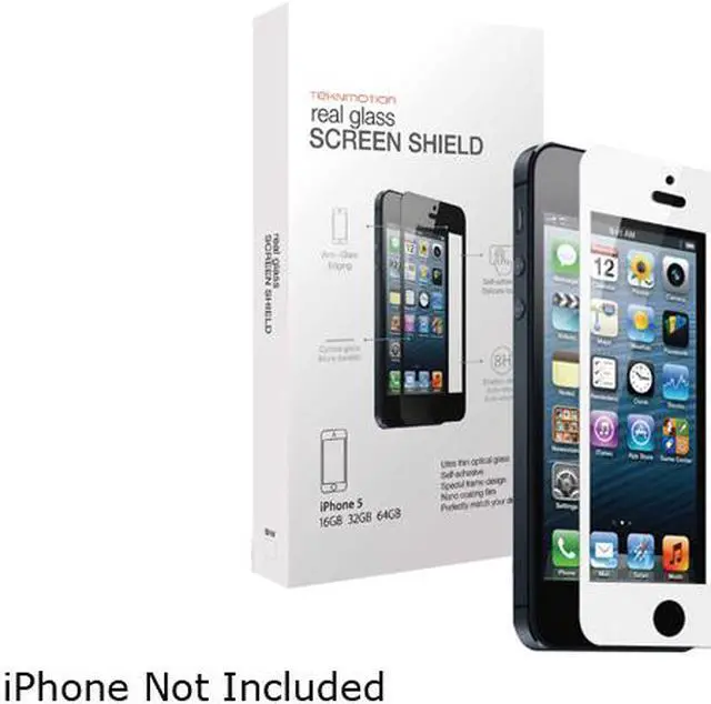 Alt view image 3 of 5 - TekNmotion White Real Glass Screen Shield for iPhone 5 / 5S / iPhone SE TM-GSP5W